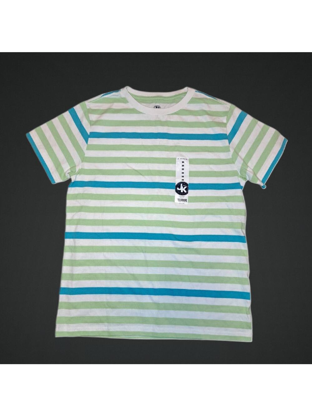 Striped Blue White Green J. Khaki Boys T-shirt Size Medium